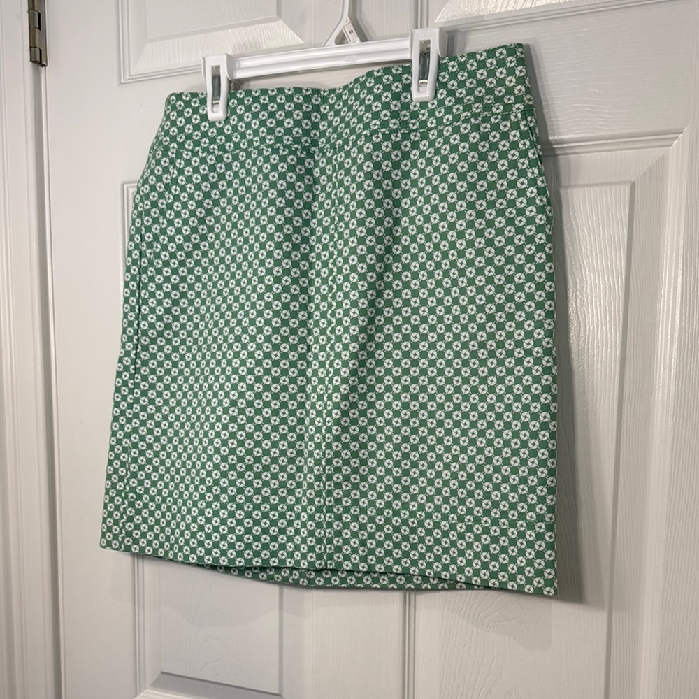 NWT Talbots Kelly Green and White Mini Pencil Skirt Resort Wear